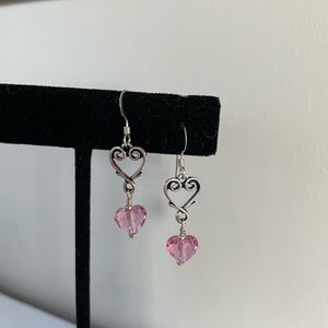 Swarovski crystal heart earrings.